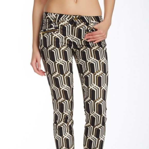 GENETIC DENIM New Jeans Jacquard Metallic Skinny Women's Size 26 $500 - Picture 2 of 9